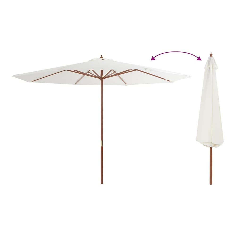 Outdoor Parasol with Wooden Pole 350 cm Sand white