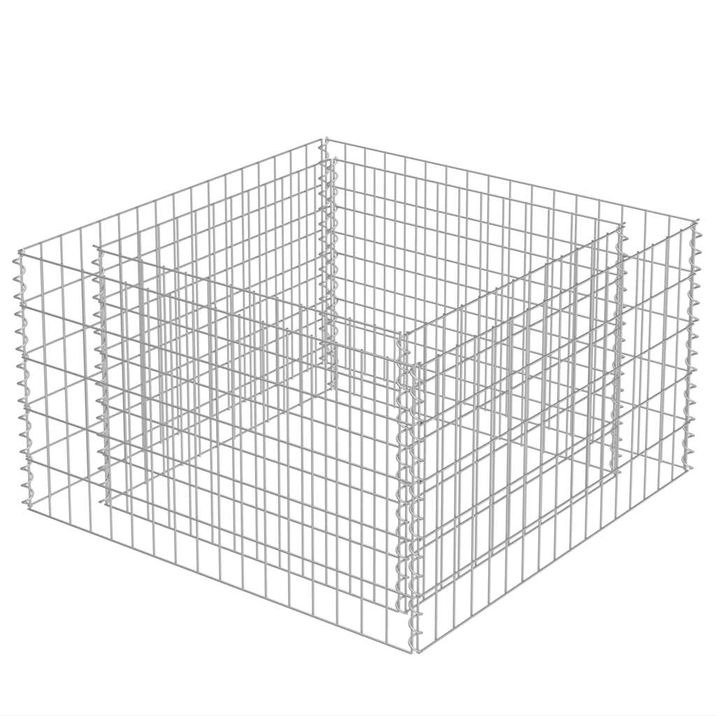 vidaXL Gabion Raised Bed Galvanised Steel 90x90x50 cm 3