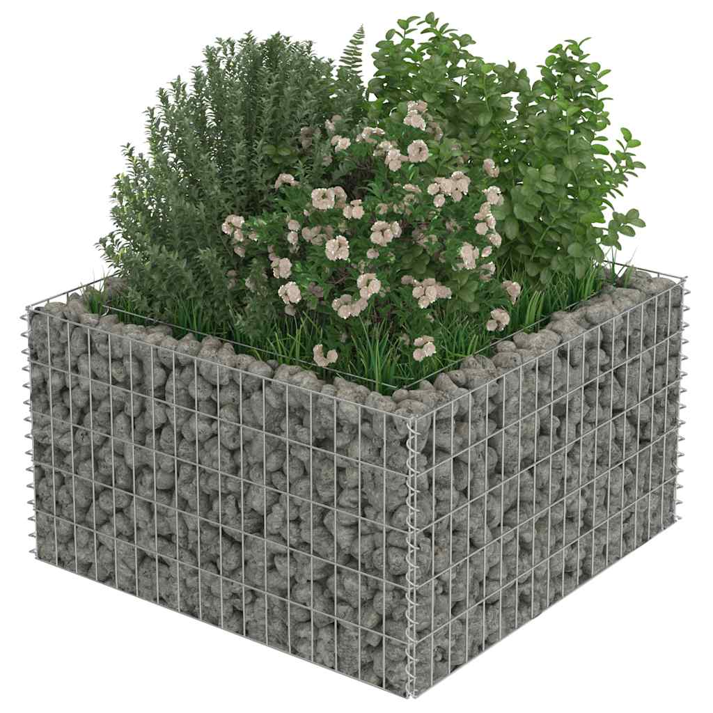 vidaXL Gabion Raised Bed Galvanised Steel 90x90x50 cm 4