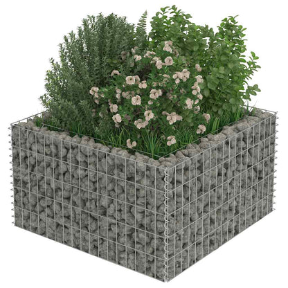 vidaXL Gabion Raised Bed Galvanised Steel 90x90x50 cm 4