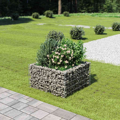 vidaXL Gabion Raised Bed Galvanised Steel 90x90x50 cm 1