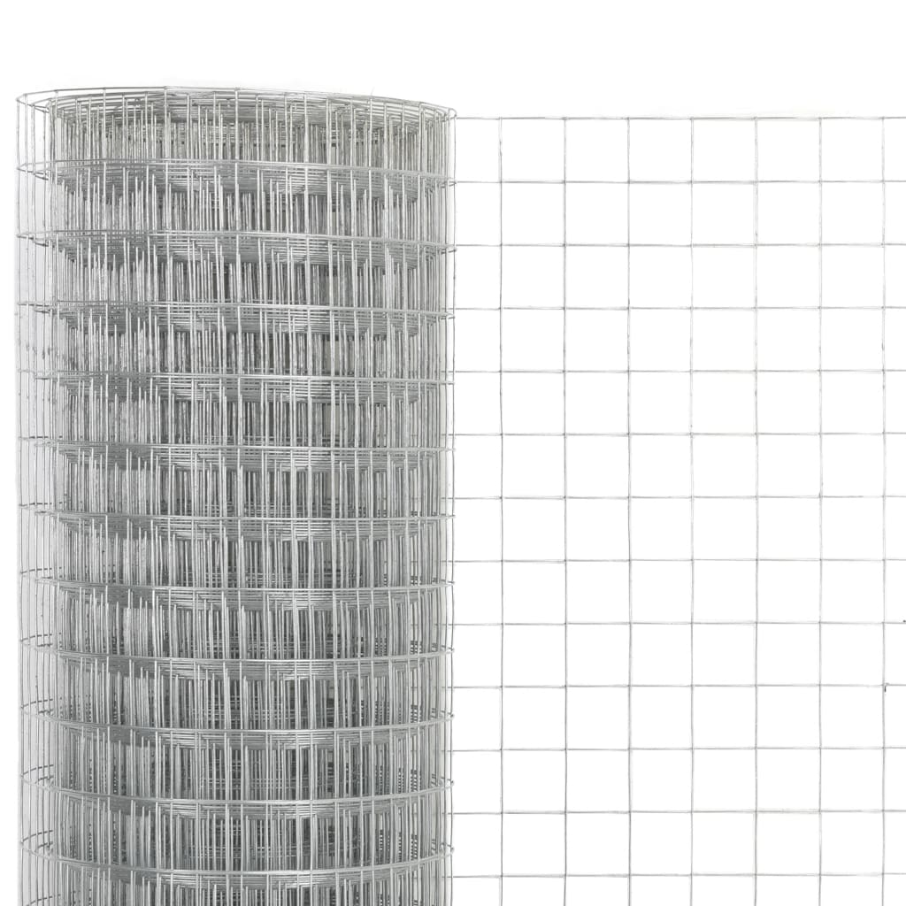 vidaXL Chicken Wire Fence Galvanised Steel 10x1.5 m Silver 3