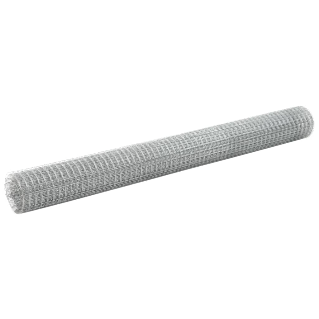 vidaXL Chicken Wire Fence Galvanised Steel 10x1,5 m Silver 1