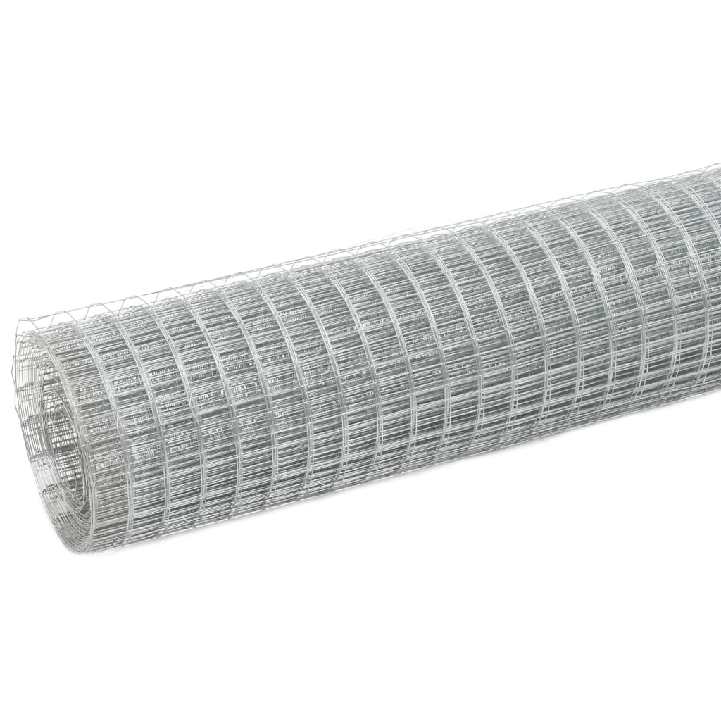 vidaXL Chicken Wire Fence Galvanised Steel 10x1,5 m Silver 2
