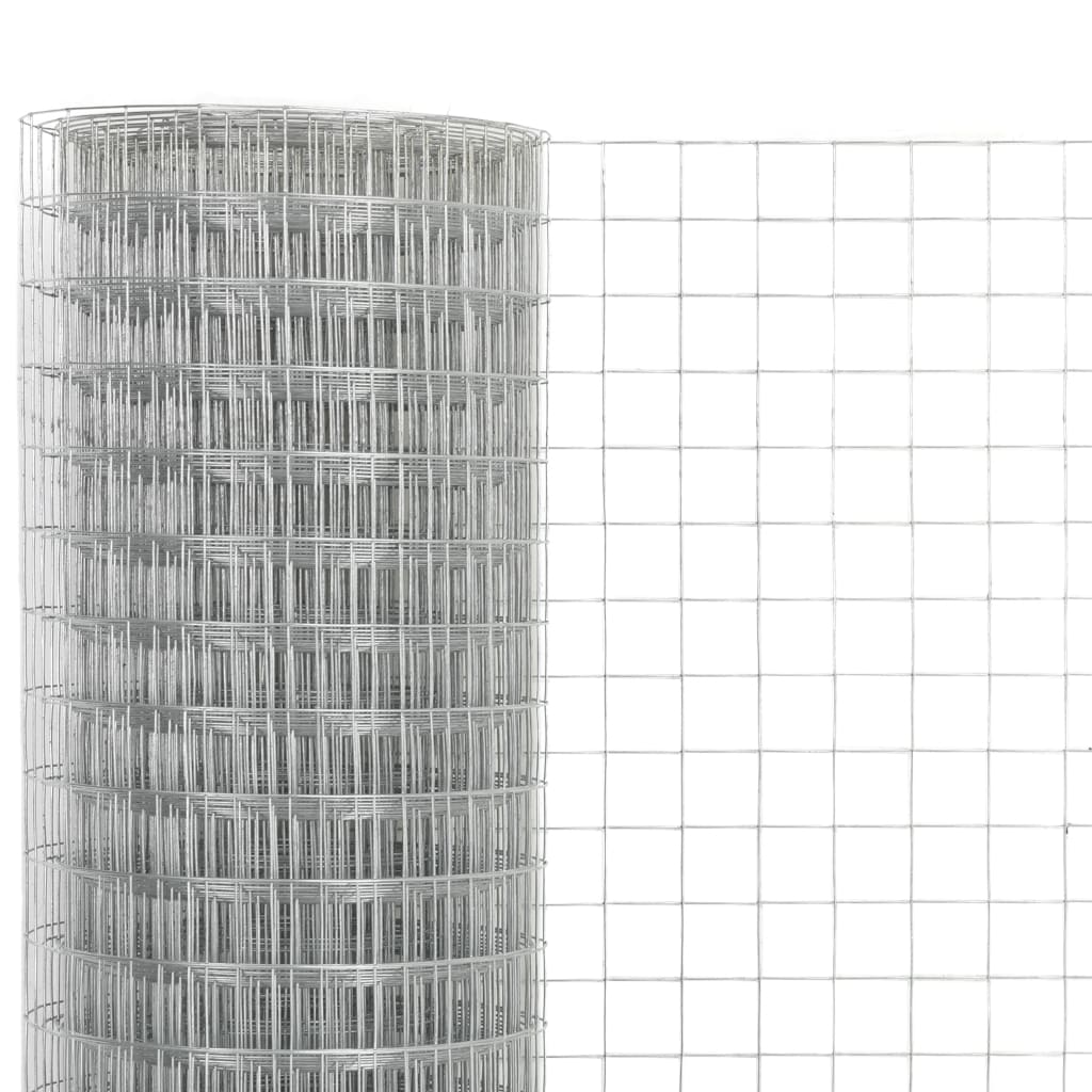 vidaXL Chicken Wire Fence Galvanised Steel 10x1,5 m Silver 3