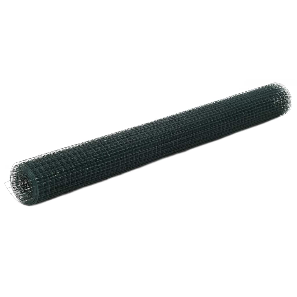 143629 vidaXL Chicken Wire Fence Steel with PVC Coating 10x1,5 m Green 1