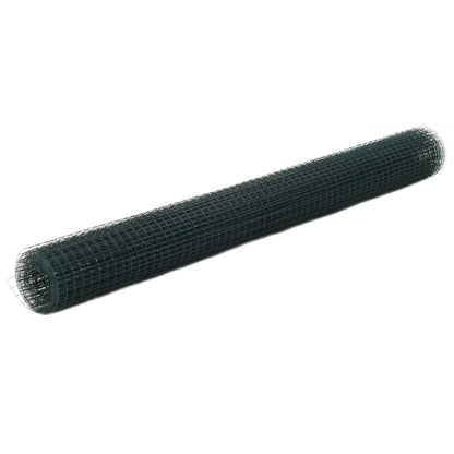 143629 vidaXL Chicken Wire Fence Steel with PVC Coating 10x1,5 m Green 1