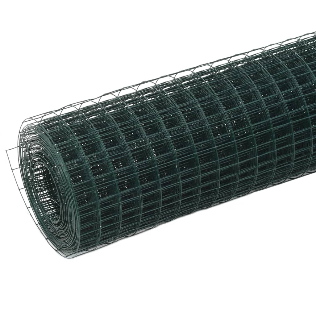 143629 vidaXL Chicken Wire Fence Steel with PVC Coating 10x1,5 m Green 2