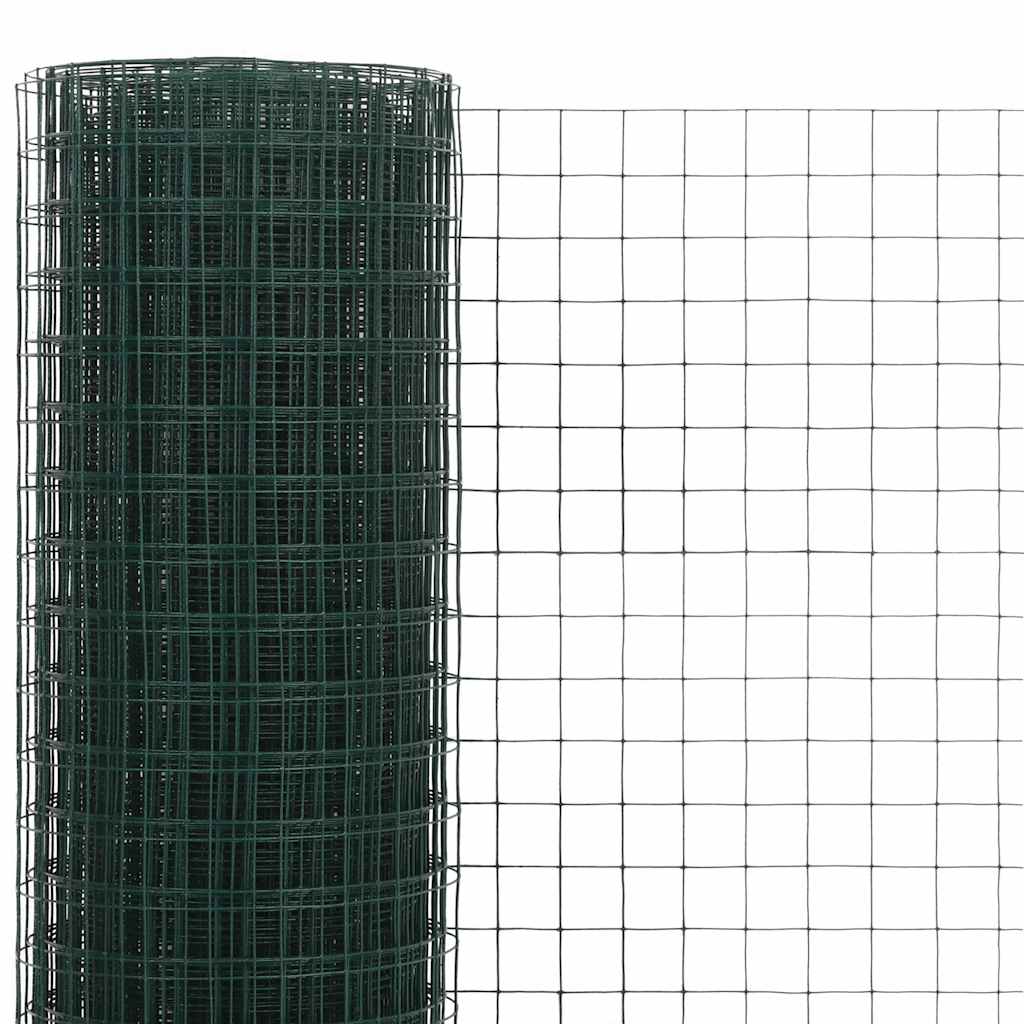 143629 vidaXL Chicken Wire Fence Steel with PVC Coating 10x1,5 m Green 3