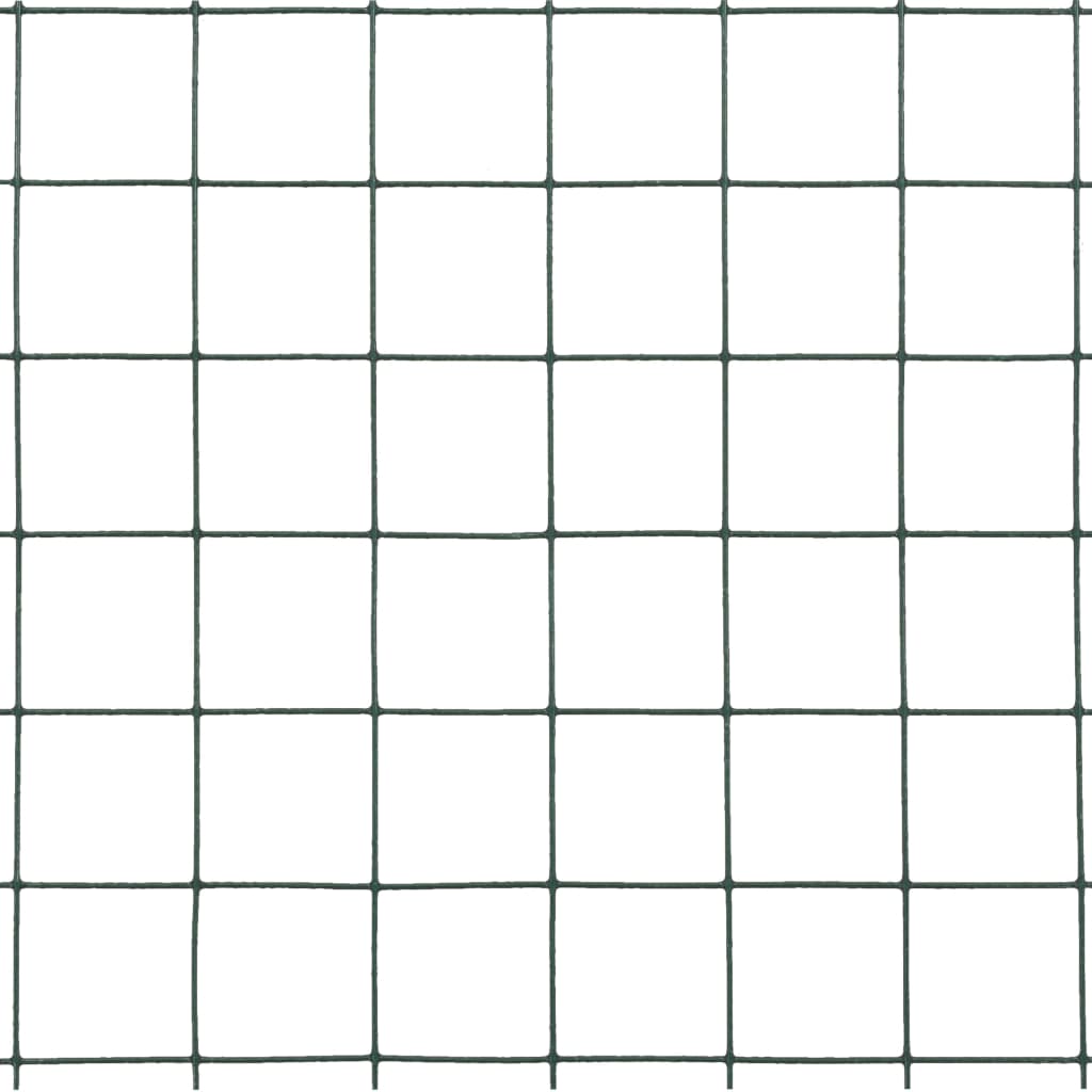 143629 vidaXL Chicken Wire Fence Steel with PVC Coating 10x1,5 m Green 4