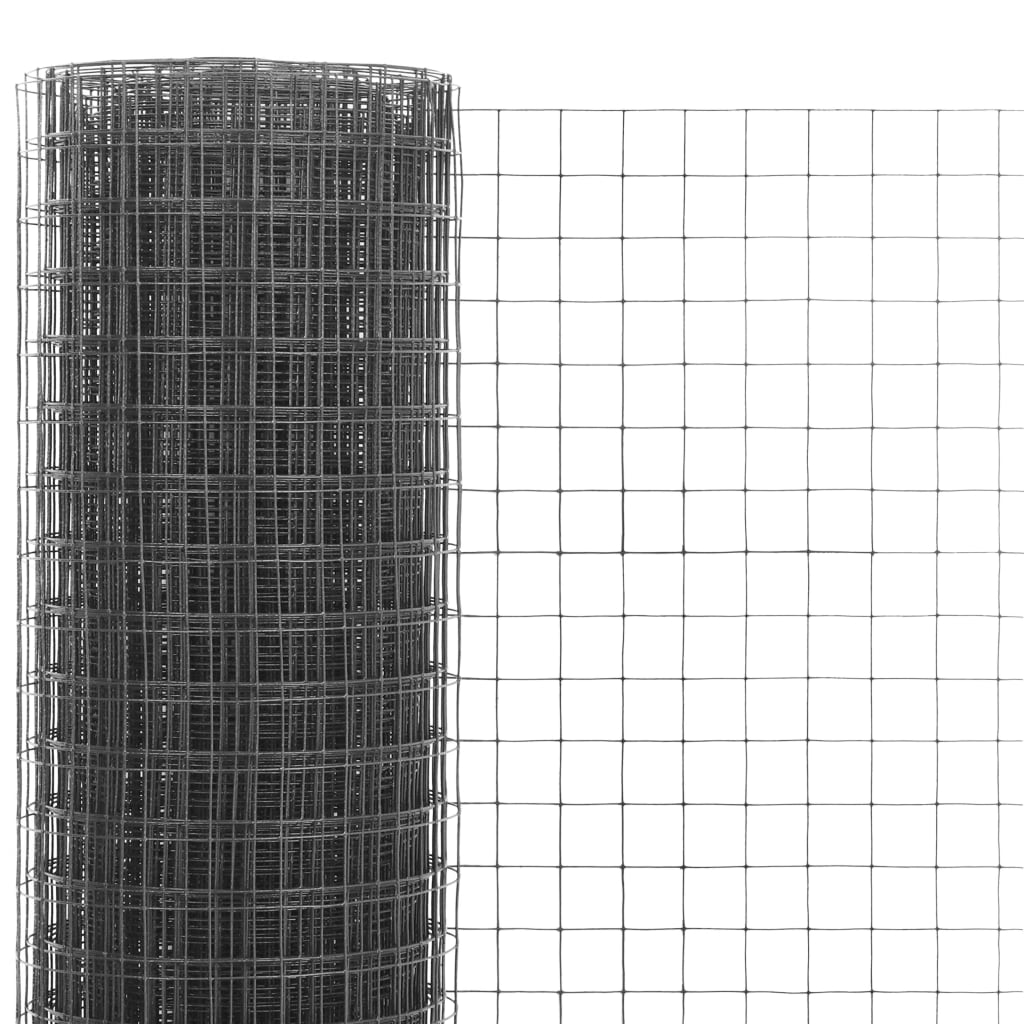 vidaXL Chicken Wire Fence Steel with PVC Coating 25x1 m Grey 3