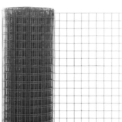 vidaXL Chicken Wire Fence Steel with PVC Coating 25x1 m Grey 3