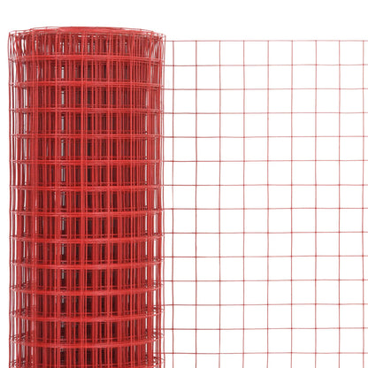 vidaXL Chicken Wire Fence Steel with PVC Coating 25x1.5 m Red 3