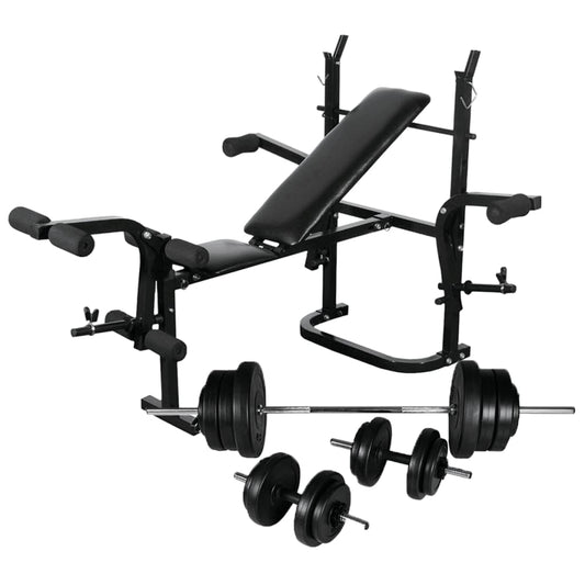 Weight Bench with Weight Rack, Barbell and Dumbbell 60.5 kg