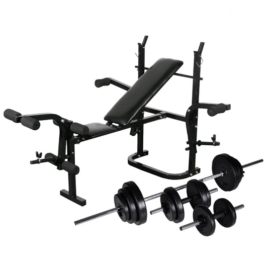 Weight Bench with Weight Rack, Barbell and Dumbbell 30.5 kg