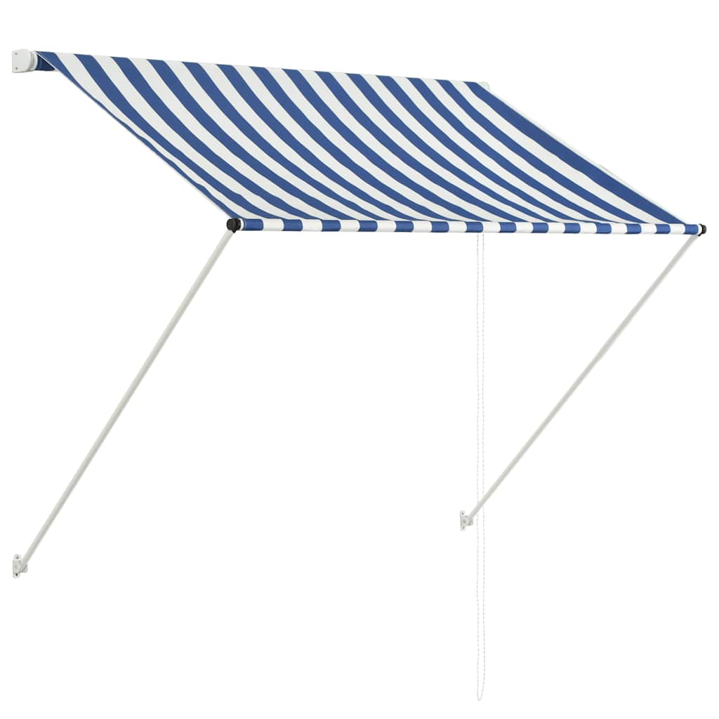 vidaXL Awning | Blue and White | 100% polyester fabric with PA coating, Steel 2