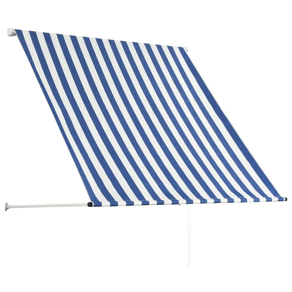 vidaXL Awning | Blue and White | 100% polyester fabric with PA coating, Steel 4