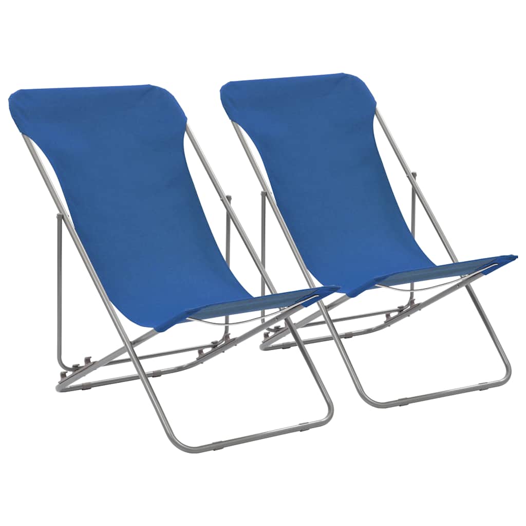 vidaXL Folding Chairs 2 pcs Steel and Oxford Fabric Blue 1