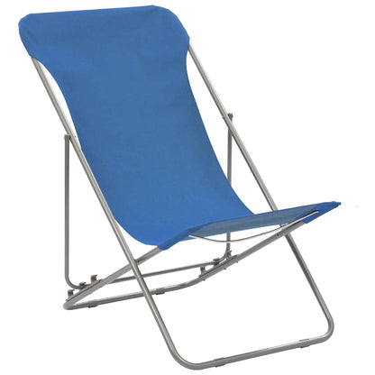 vidaXL Folding Chairs 2 pcs Steel and Oxford Fabric Blue 2