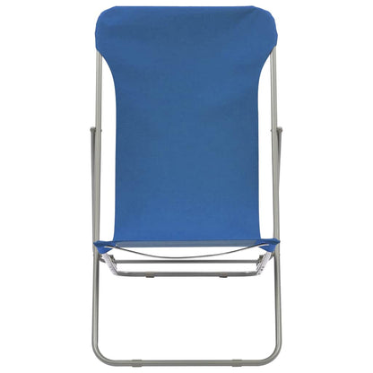 vidaXL Folding Chairs 2 pcs Steel and Oxford Fabric Blue 3
