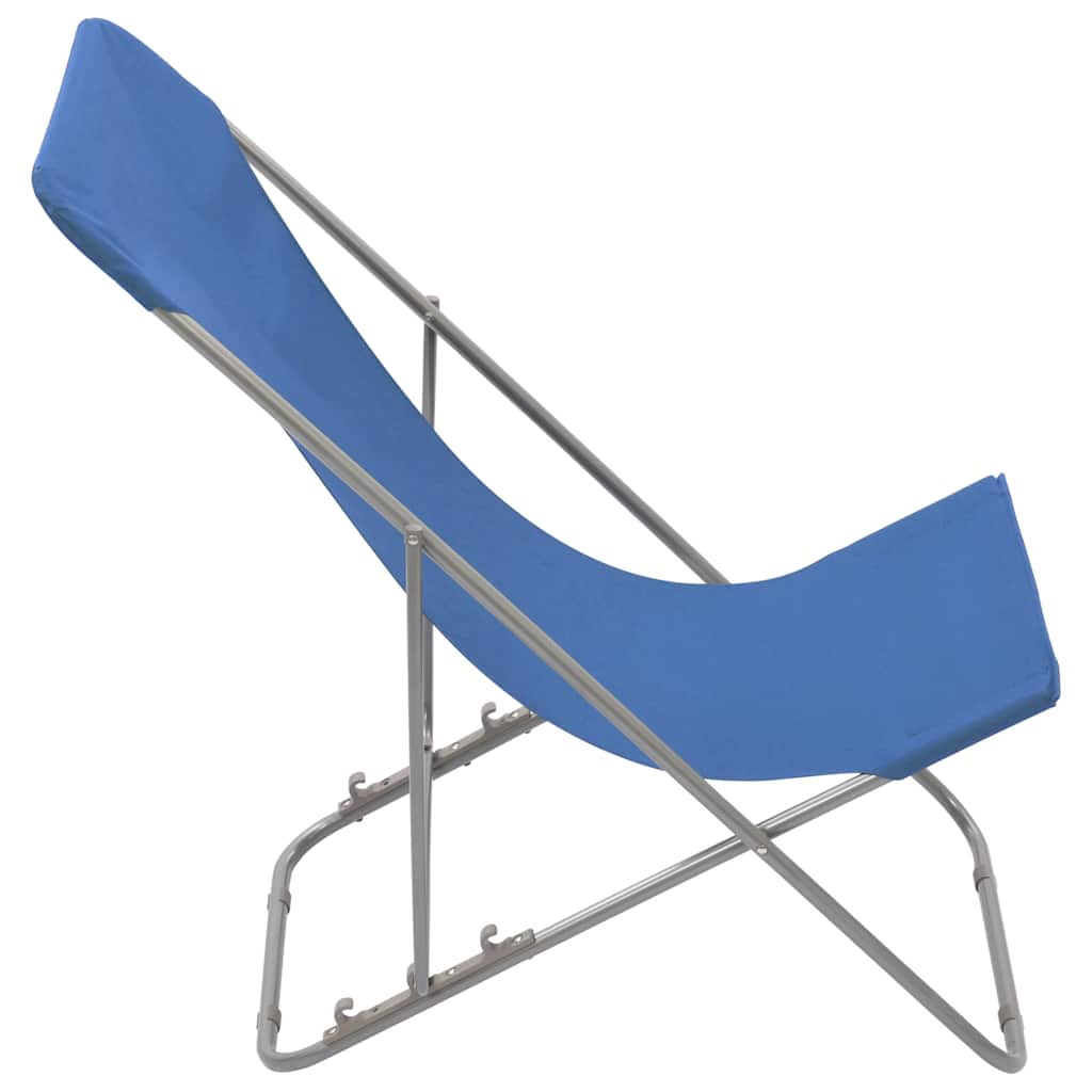 vidaXL Folding Chairs 2 pcs Steel and Oxford Fabric Blue 4