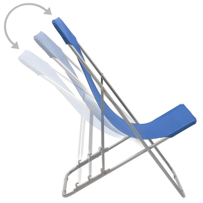 vidaXL Folding Chairs 2 pcs Steel and Oxford Fabric Blue 5