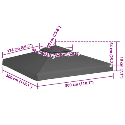 vidaXL Gazebo Top Cover | Taupe | Polyester with PVC coating | 3x3 m 6