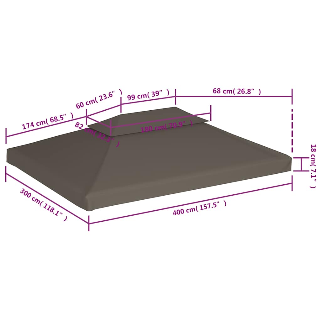 vidaXL Gazebo Top Cover | Taupe | Polyester with PVC coating | 4x3 m 6