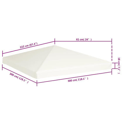 vidaXL Gazebo Top Cover | Cream White | Polyester with PVC coating | 3x3 m 6