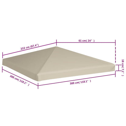 vidaXL Gazebo Top Cover | Beige | Polyester with PVC coating | 3x3 meters 6