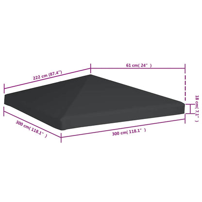 vidaXL Gazebo Top Cover | Grey | Polyester with PVC coating | 3x3 metres 6