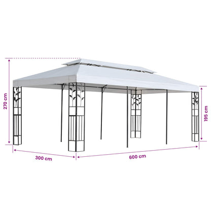 vidaXL Gazebo Fabric White 300 x 600 cm Polyester 2