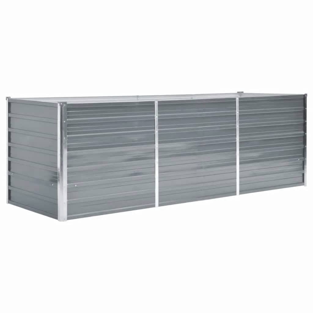 vidaXL Garden Raised Bed Galvanised Steel 240x80x77 cm Grey 2