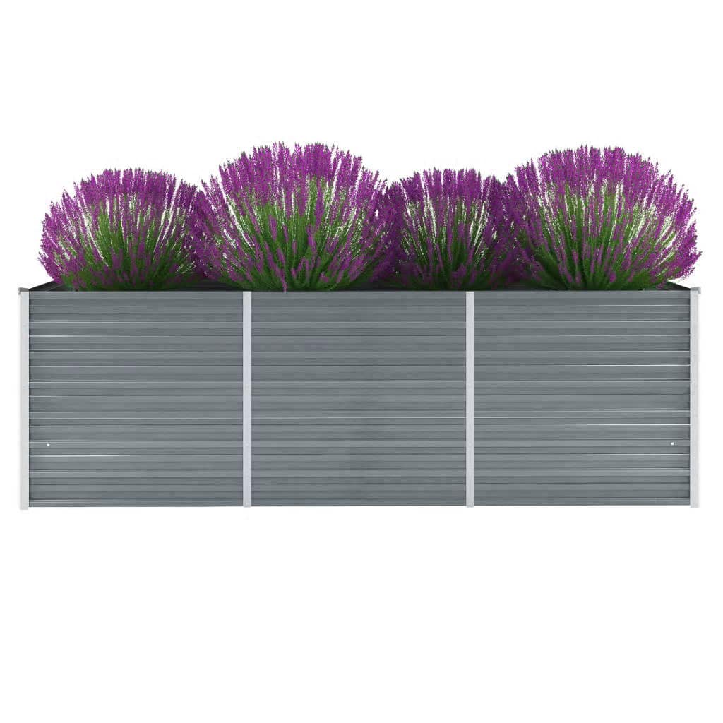 vidaXL Garden Raised Bed Galvanised Steel 240x80x77 cm Grey 1