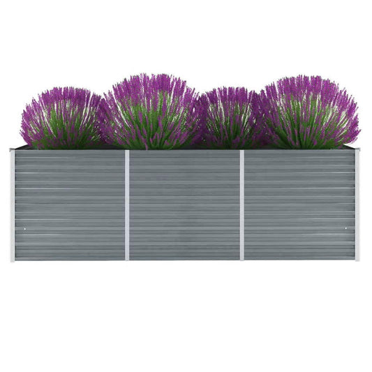 vidaXL Garden Raised Bed Galvanised Steel 240x80x77 cm Grey 1