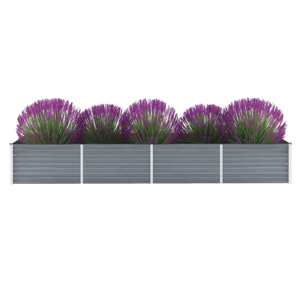 vidaXL Raised Bed | Grey | Galvanised steel | 320x80x45 cm | Strong and Durable 1