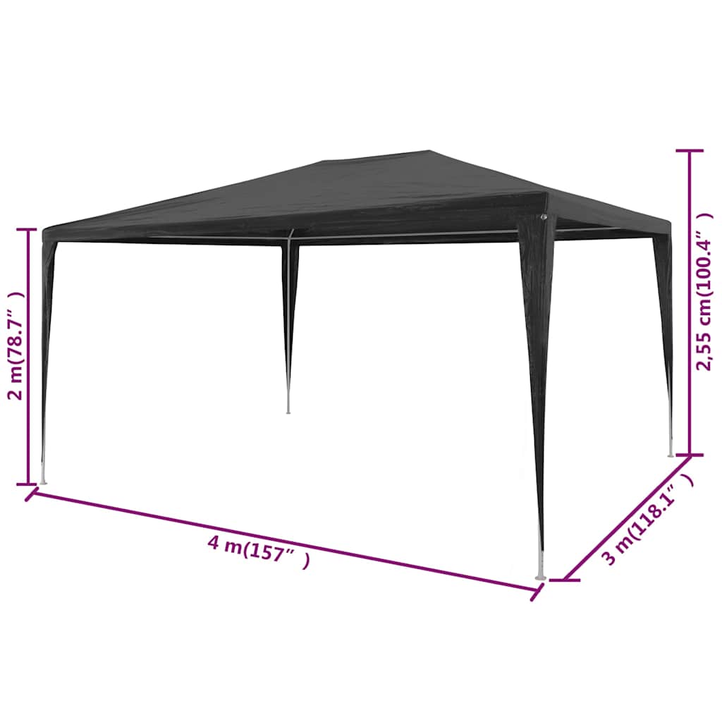45087 vidaXL Party Tent 3x4 m PE Anthracite 6