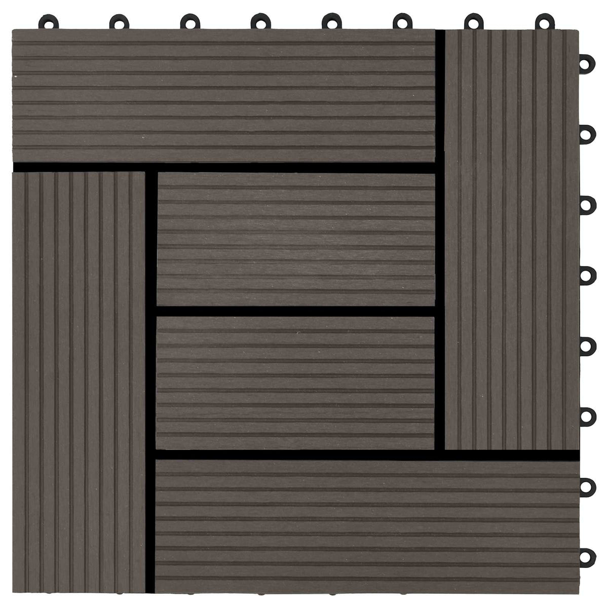 vidaXL Decking Tile 11 pcs Dark Brown 30 x 30 cm WPC 6