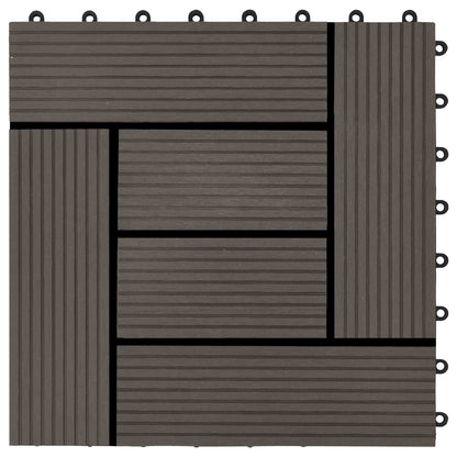 vidaXL Decking Tile 11 pcs Dark Brown 30 x 30 cm WPC 6