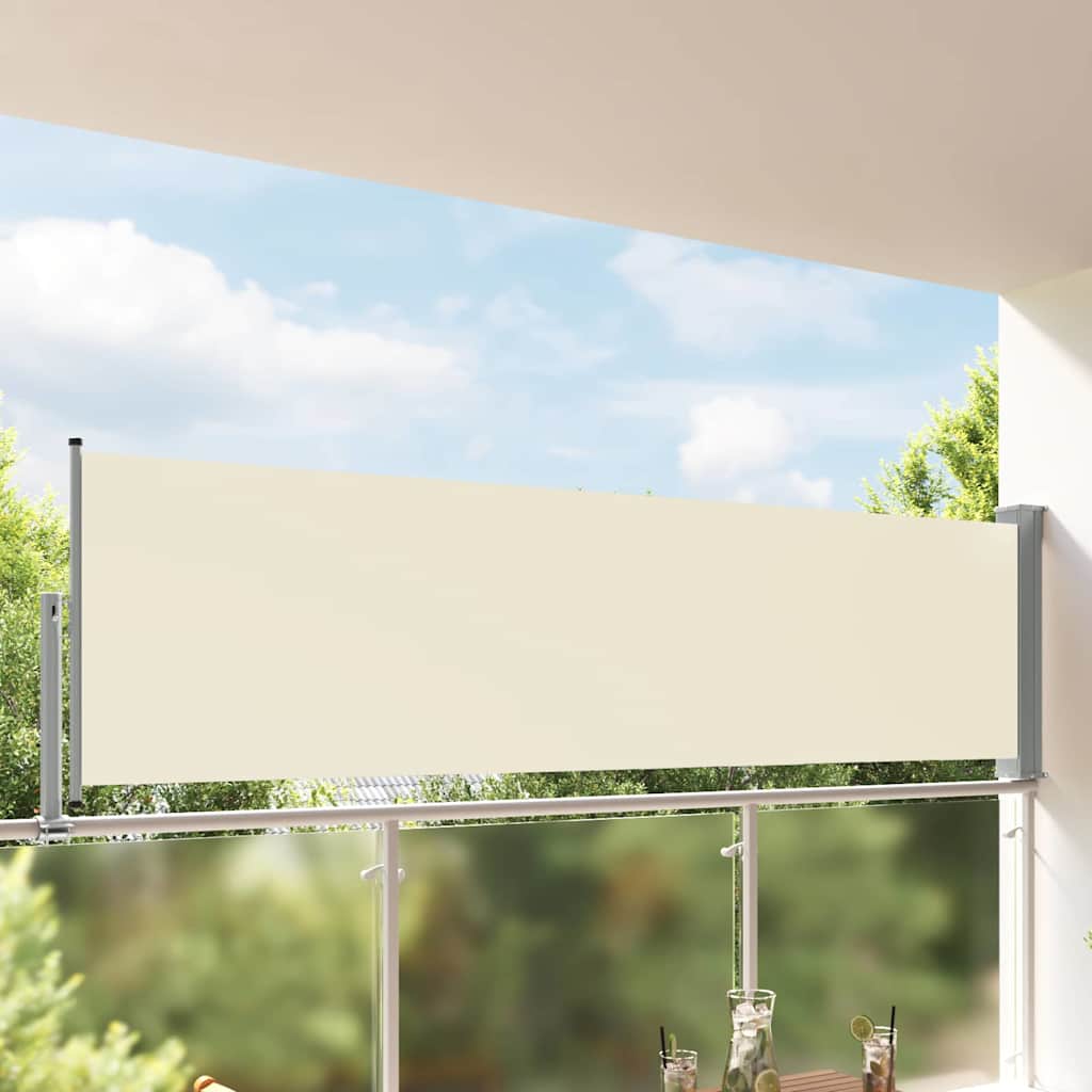 vidaXL Side Awning | Cream and Grey | Polyester and Powder-Coated Iron 1