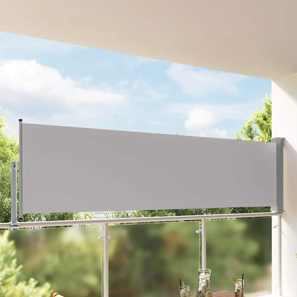 vidaXL Side Awning | Grey | Polyester and iron | 100x300 cm |  Retractable 1