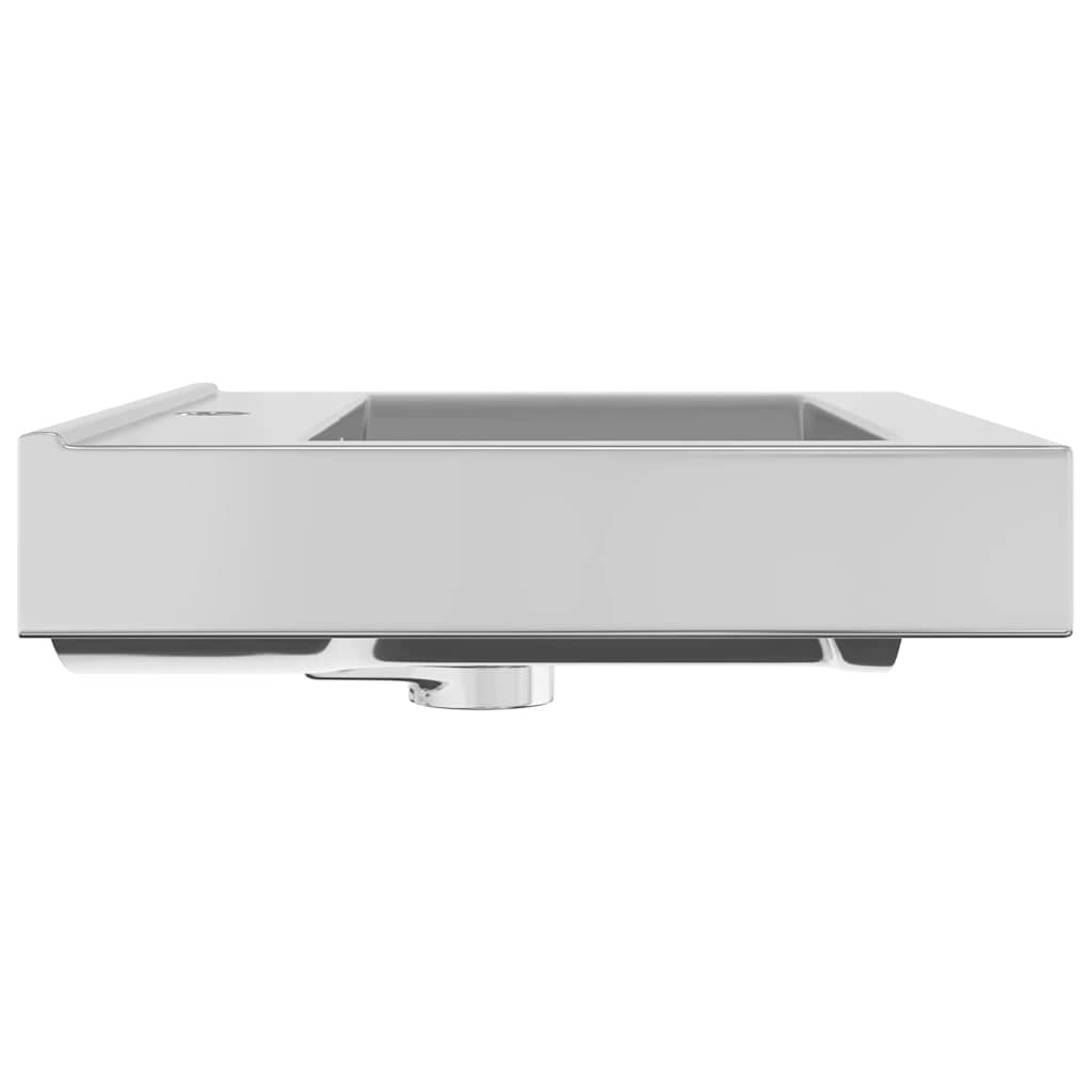 vidaXL Wash Basin with Overflow 60x46x16 cm Ceramic Silver 5