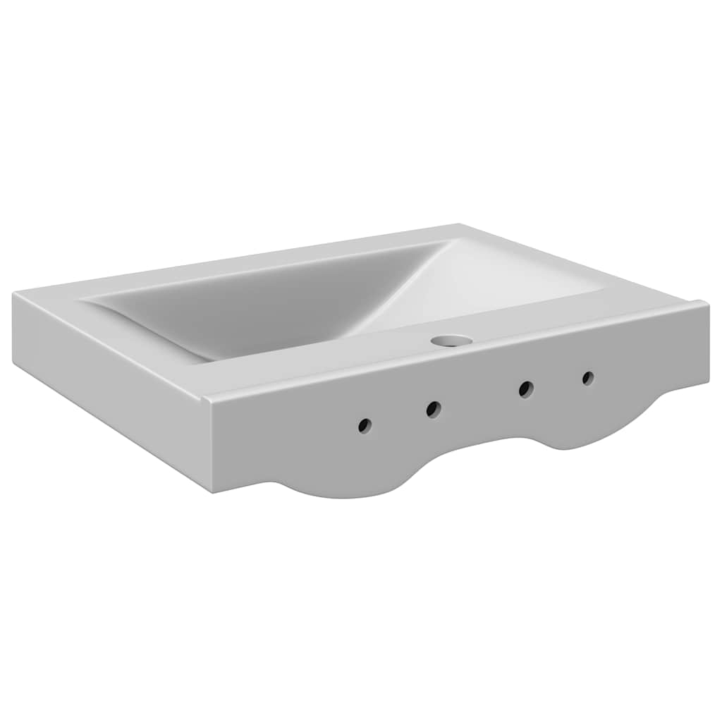vidaXL Wash Basin with Overflow 60x46x16 cm Ceramic Silver 6
