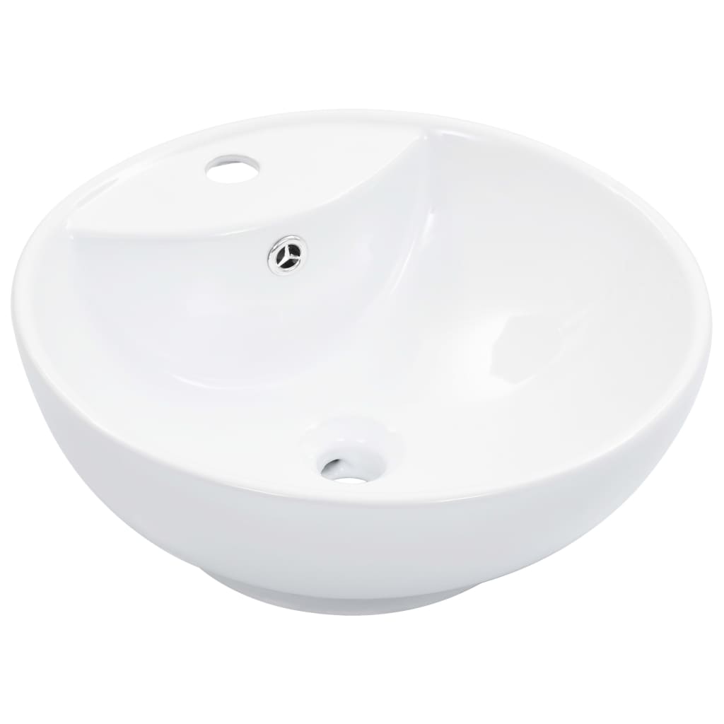 vidaXL Wash Basin with Overflow 46.5x18 cm Ceramic White 1