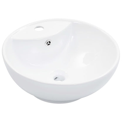 vidaXL Wash Basin with Overflow 46.5x18 cm Ceramic White 1