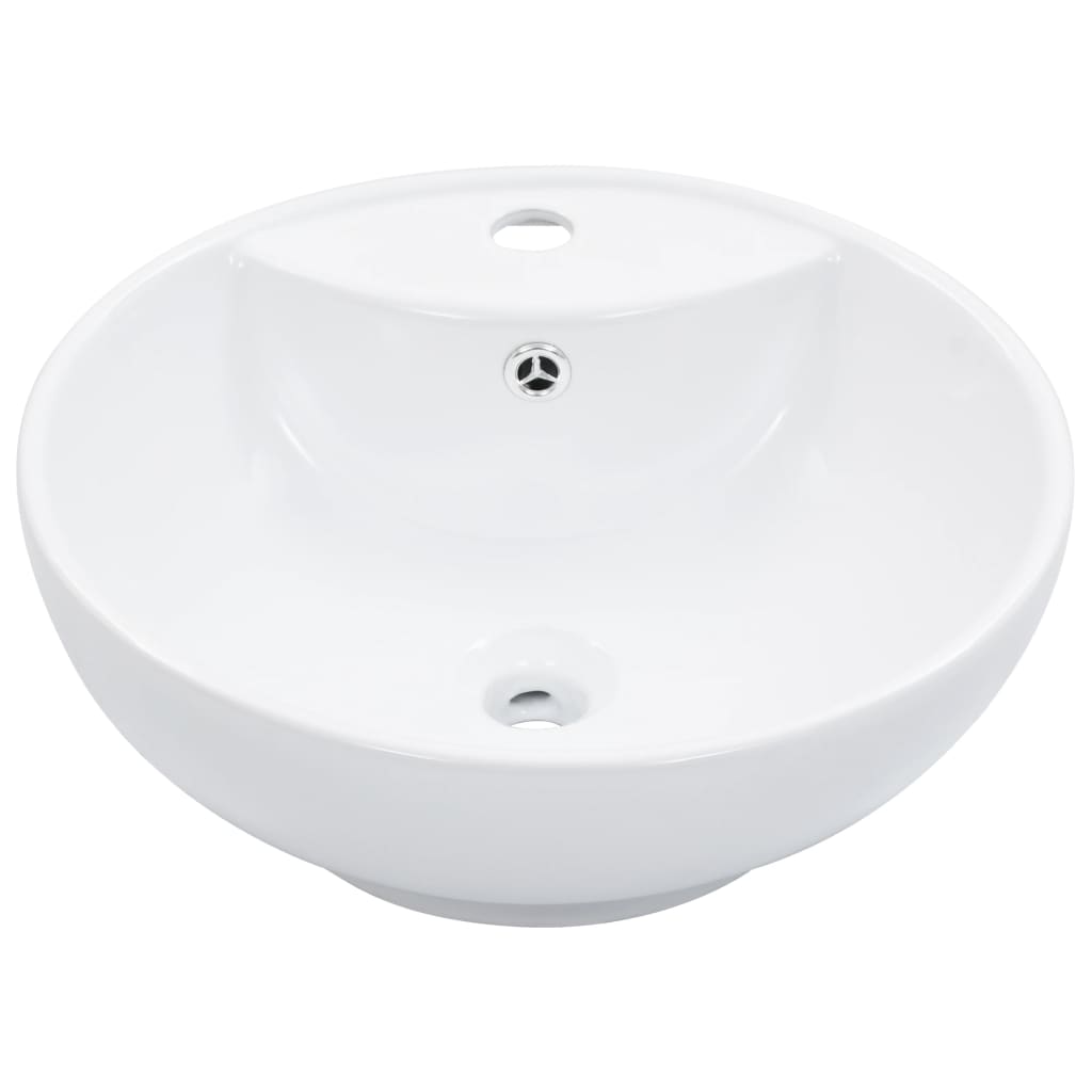 vidaXL Wash Basin with Overflow 46.5x18 cm Ceramic White 2