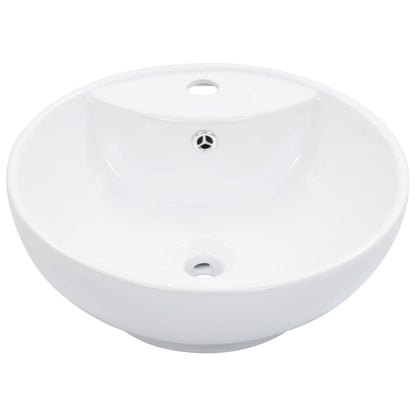 vidaXL Wash Basin with Overflow 46.5x18 cm Ceramic White 2