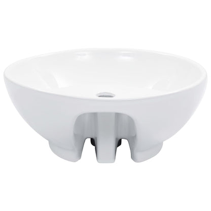 vidaXL Wash Basin with Overflow 46.5x18 cm Ceramic White 3