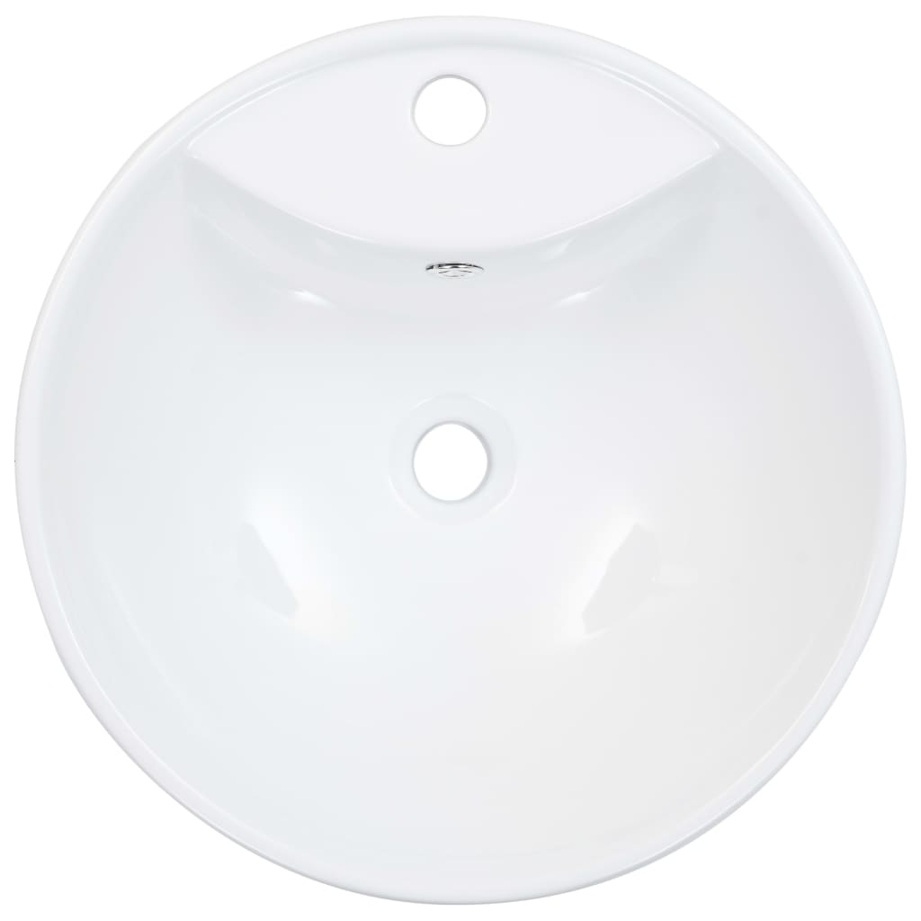 vidaXL Wash Basin with Overflow 46.5x18 cm Ceramic White 4