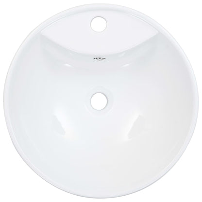 vidaXL Wash Basin with Overflow 46.5x18 cm Ceramic White 4